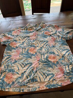 Tommy Bahama 100% Silk Hawaiian Shirt Beautiful Red Pink Flowers Mens Sz XXXL
